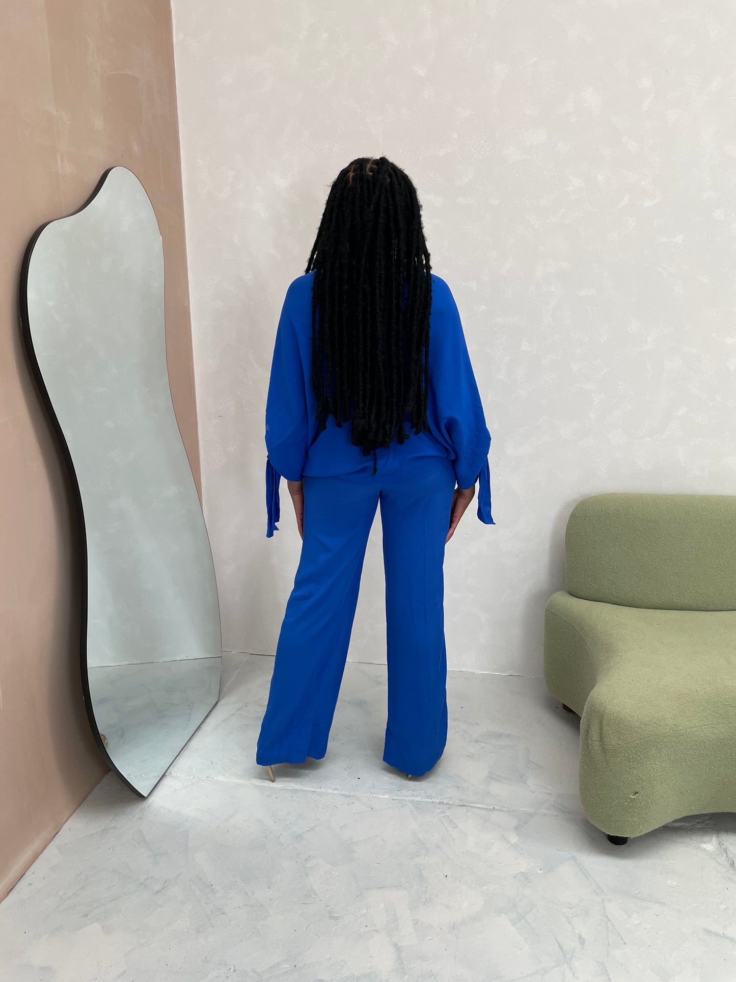 Blue Flowing Wide-Leg Trousers & Top Co-ord Set Size