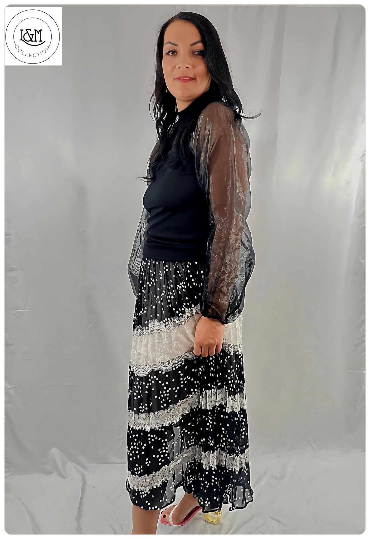 Tity polka dot pleated skirt
