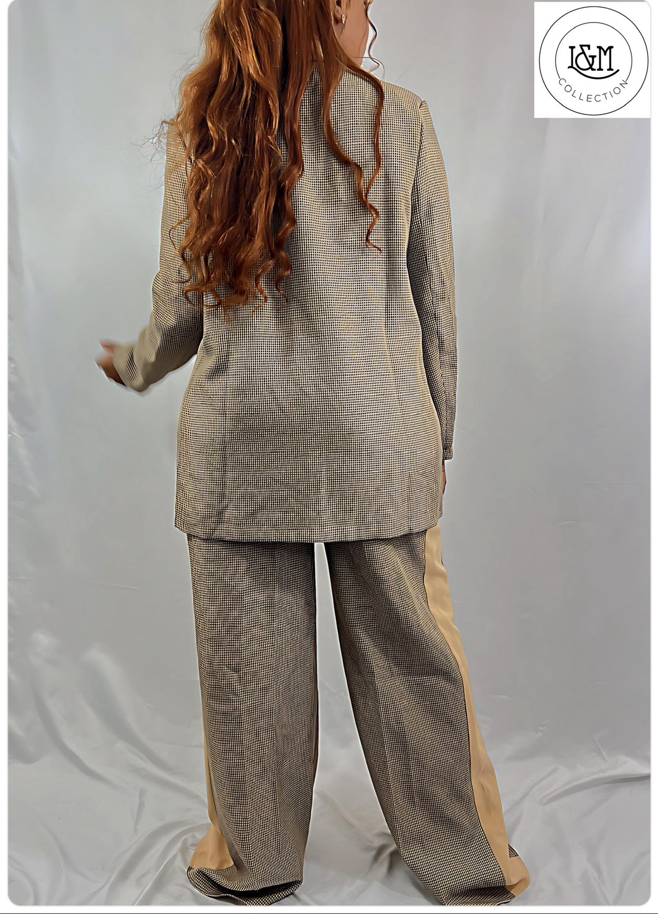 Irika oversized Co-ord with dogtooth panel in brown