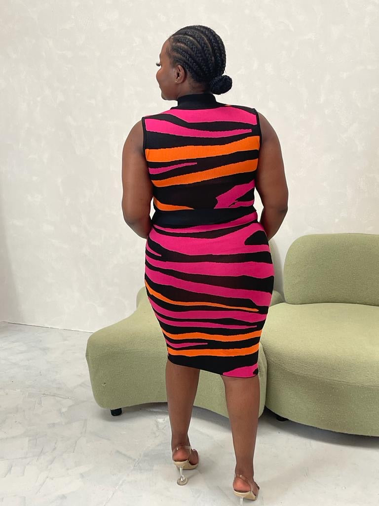 Orange and Pink Zebra Longline Cardigan Co ord