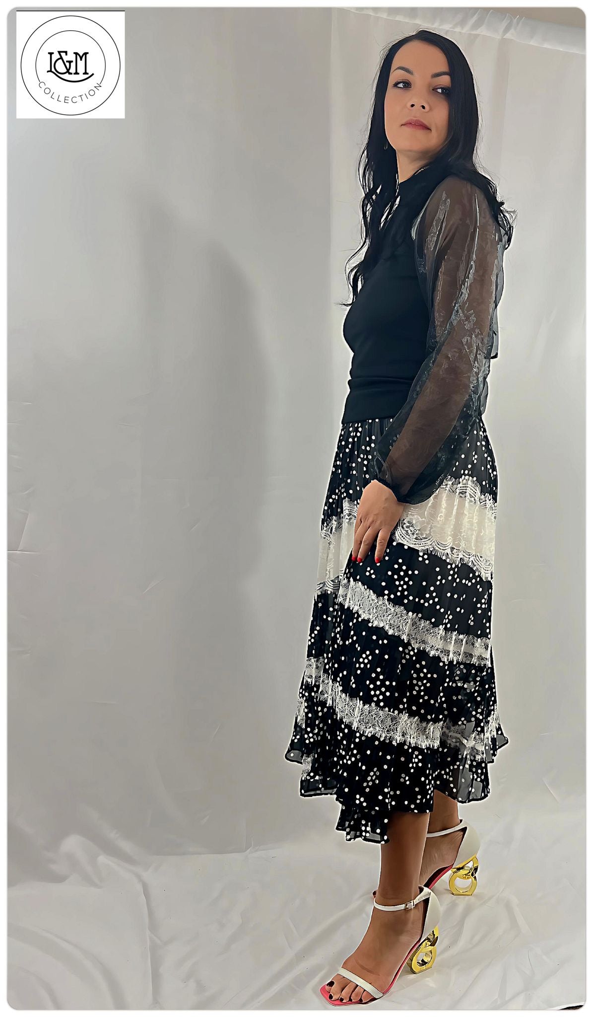 Tity polka dot pleated skirt