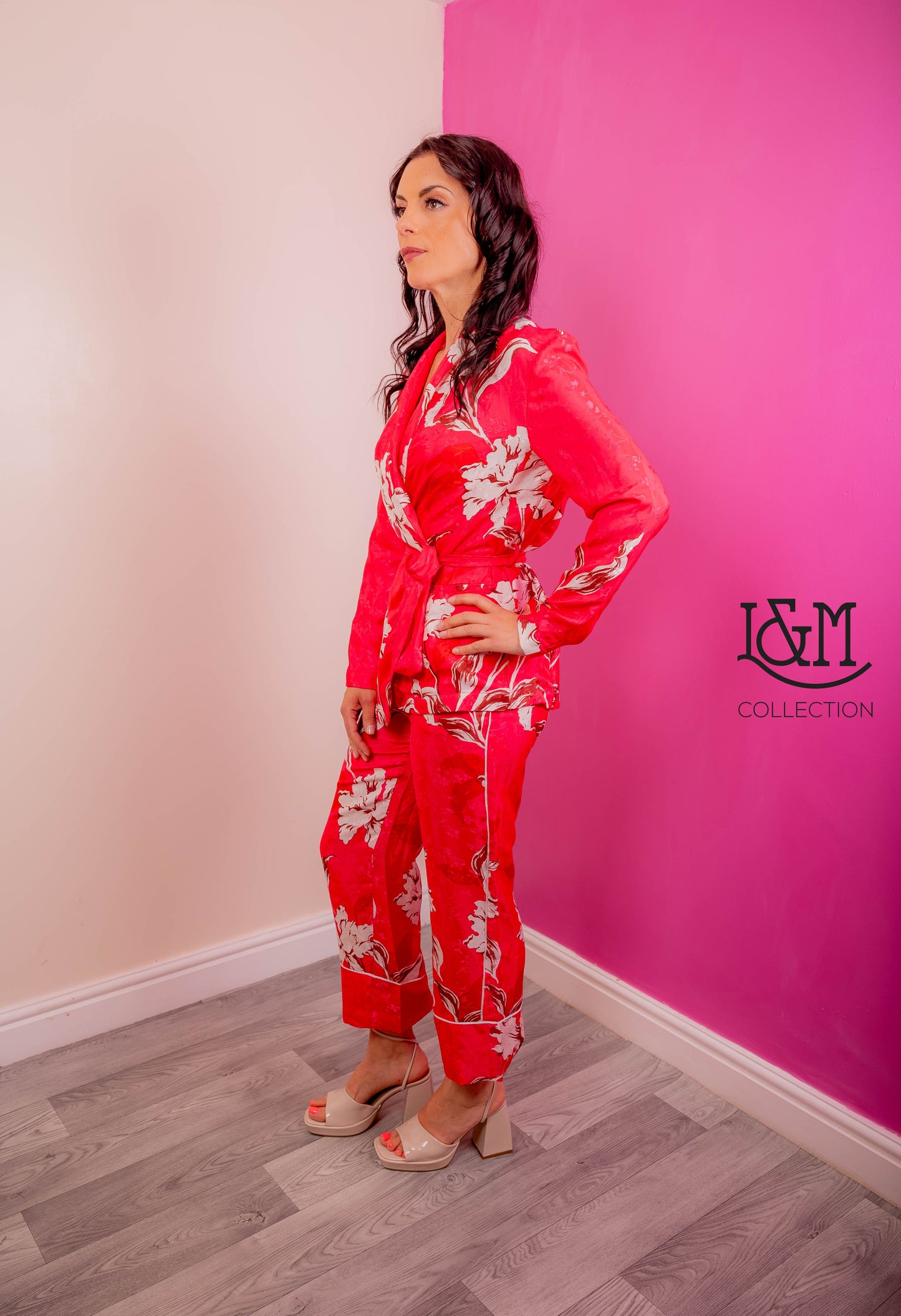 Floral Print Belted Blazer
