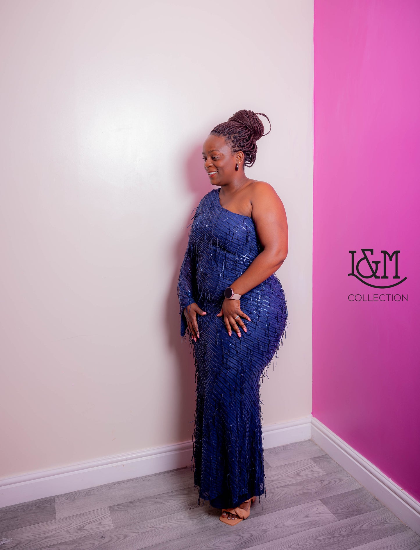 Blue Sequin Maxi Dress