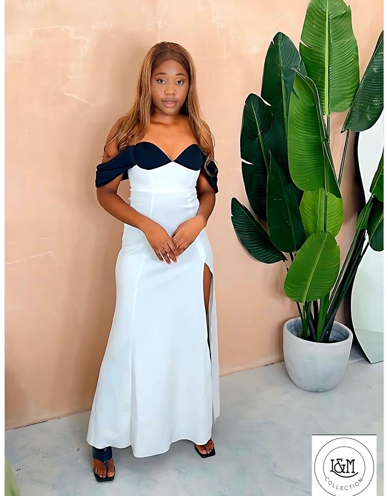 Kloe contrast neckline corset maxi dress