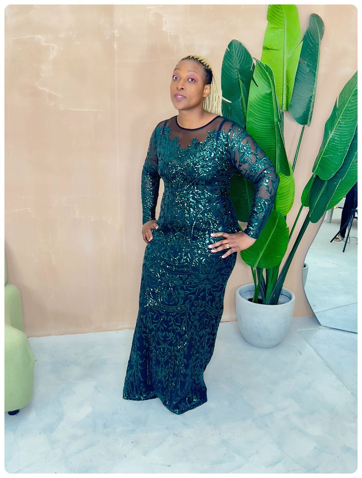 Ivy Sequin Green Maxi Dress