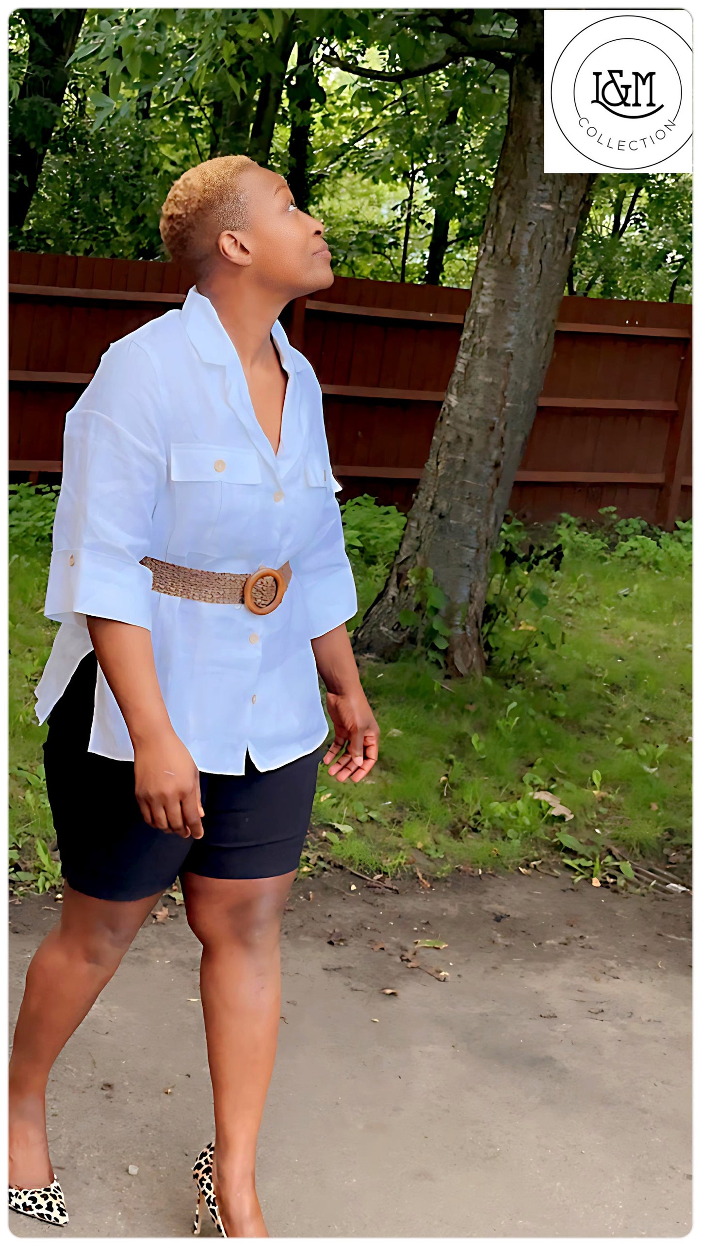 L&M white linen shirt