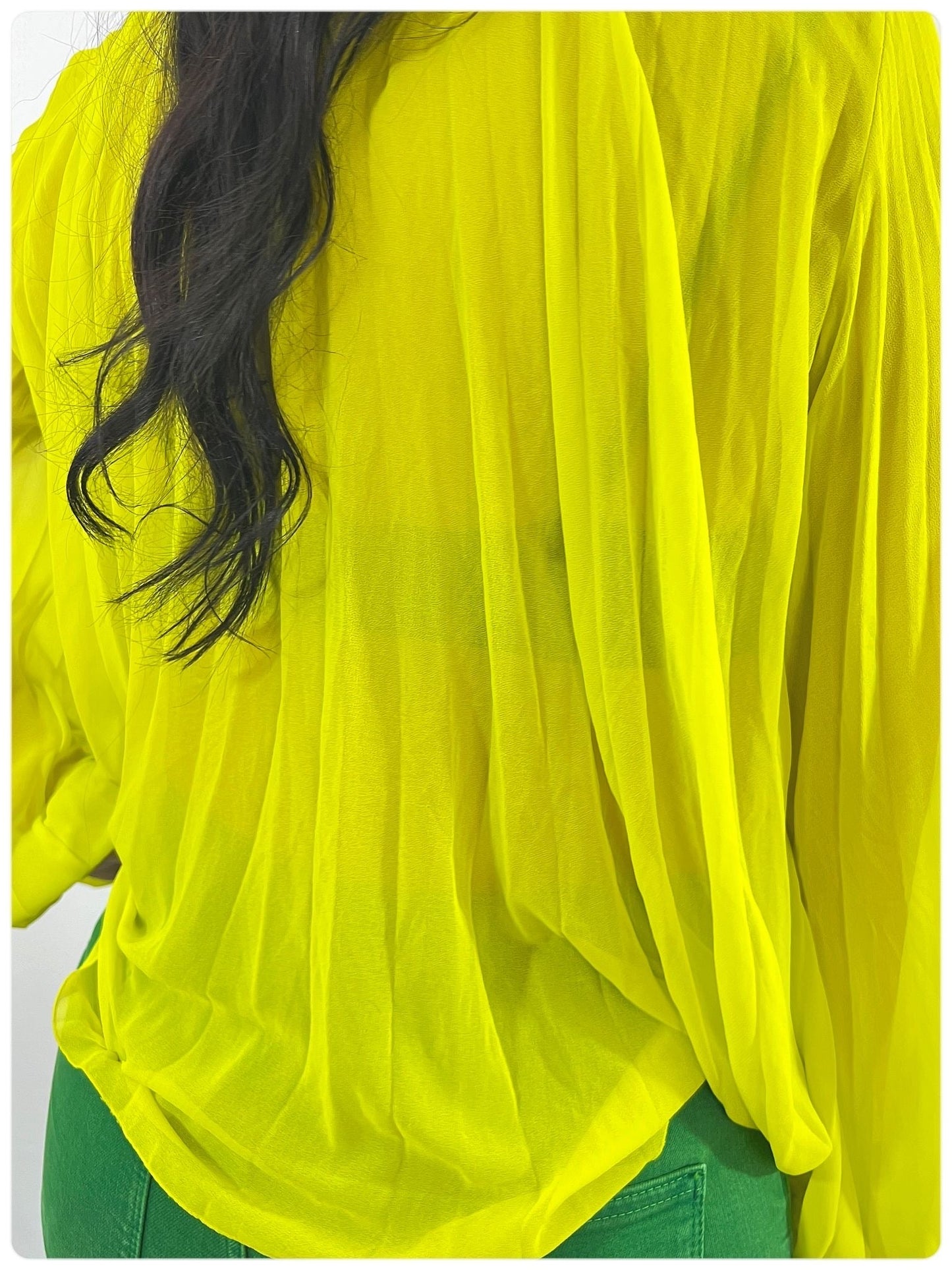 Lemon green chiffon blouse