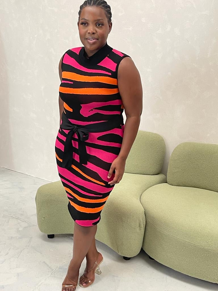 Orange and Pink Zebra Longline Cardigan Co ord