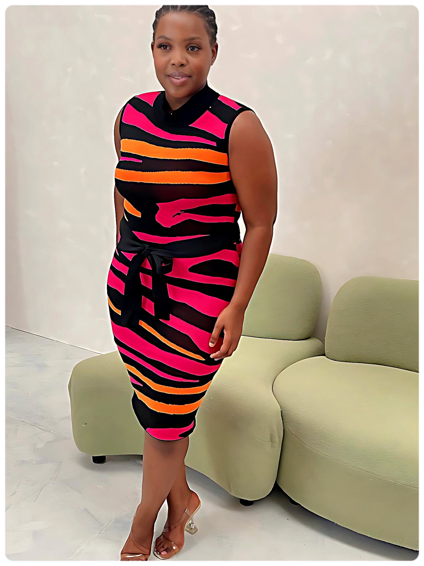 Orange and Pink Zebra Longline Cardigan Co ord