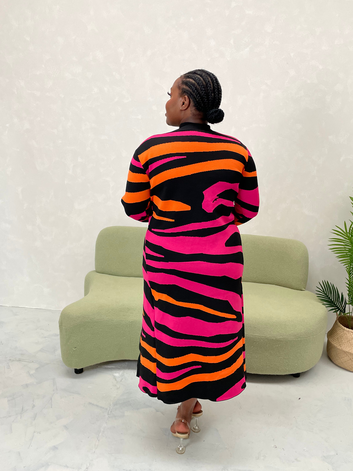 Orange and Pink Zebra Longline Cardigan Co ord