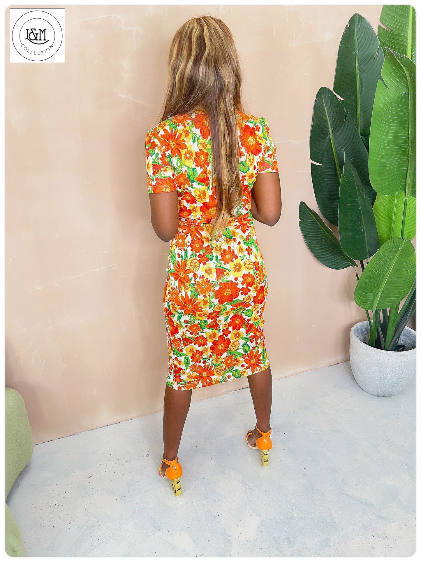 Orange Blosom Floral Print Dress