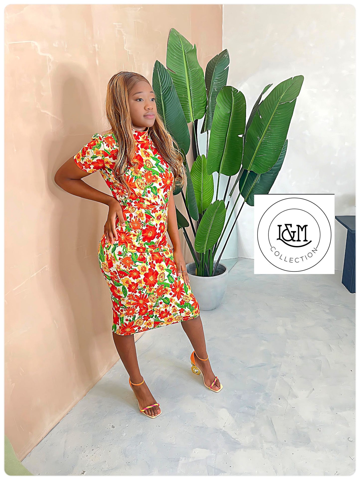 Orange Blosom Floral Print Dress