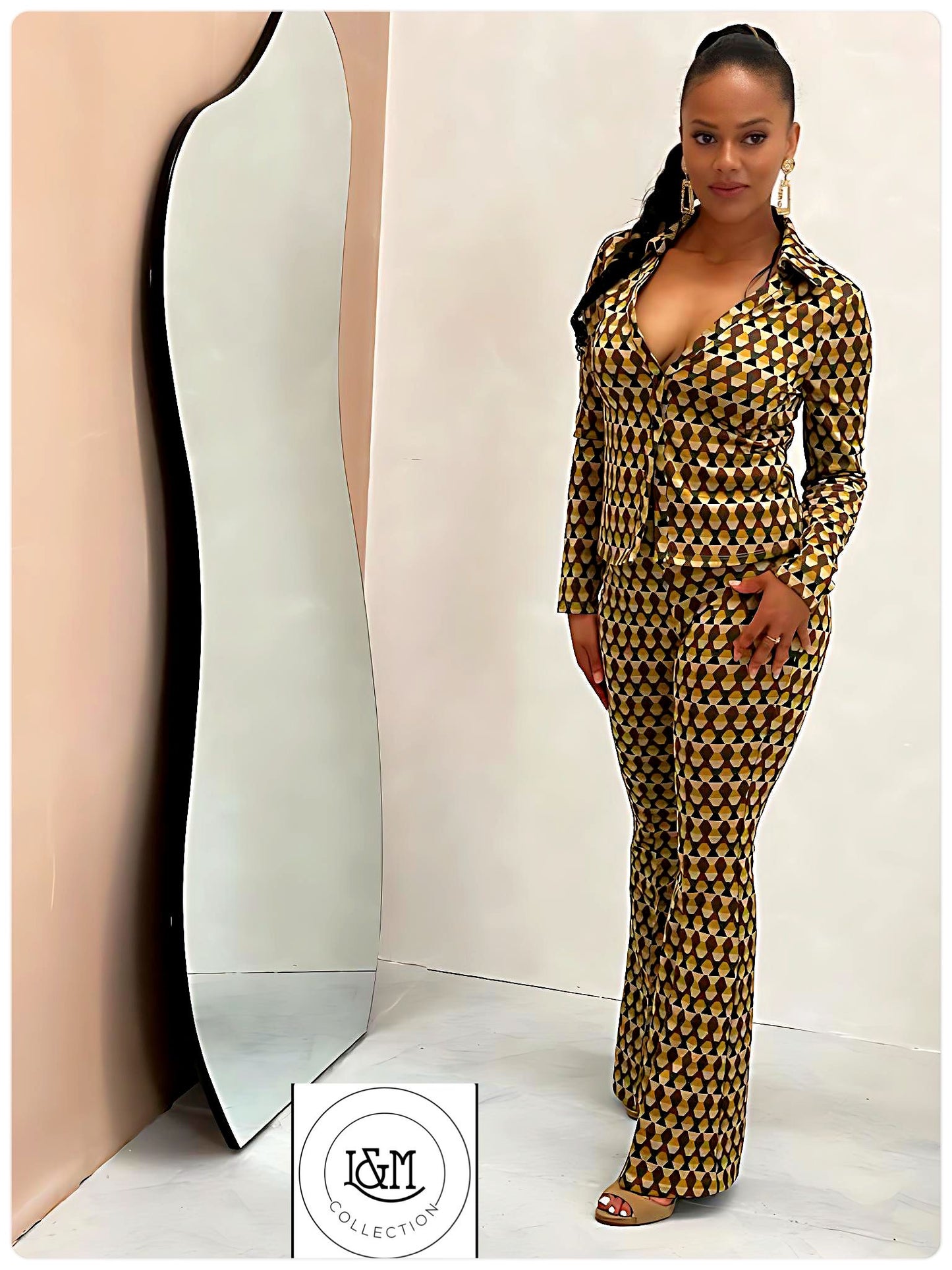 Two piece set in a printed design