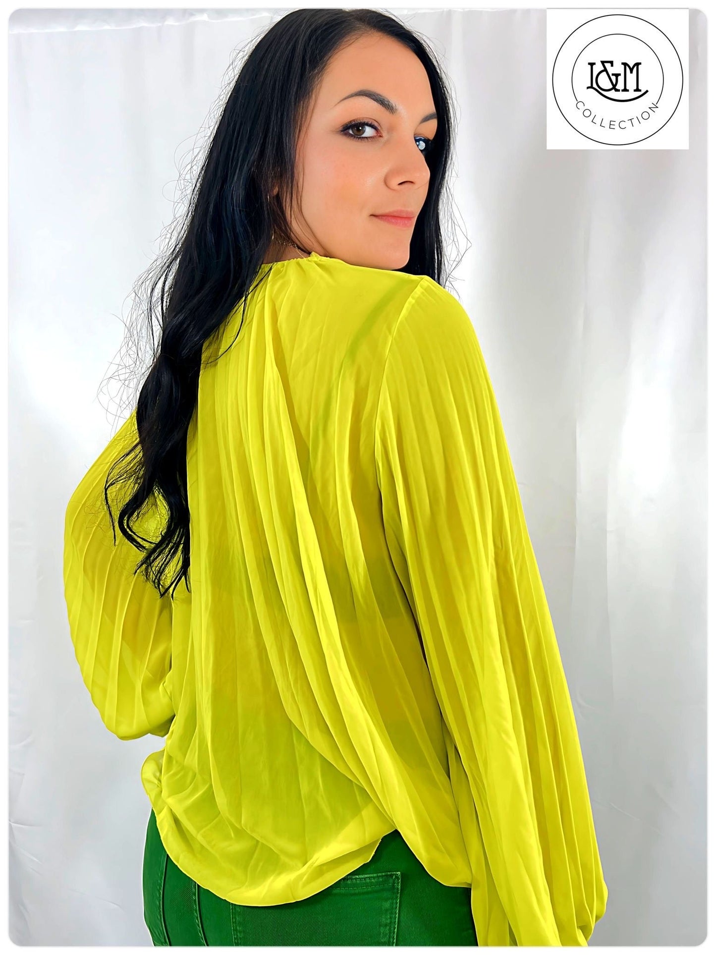 Lemon green chiffon blouse