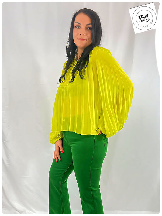 Lemon green chiffon blouse