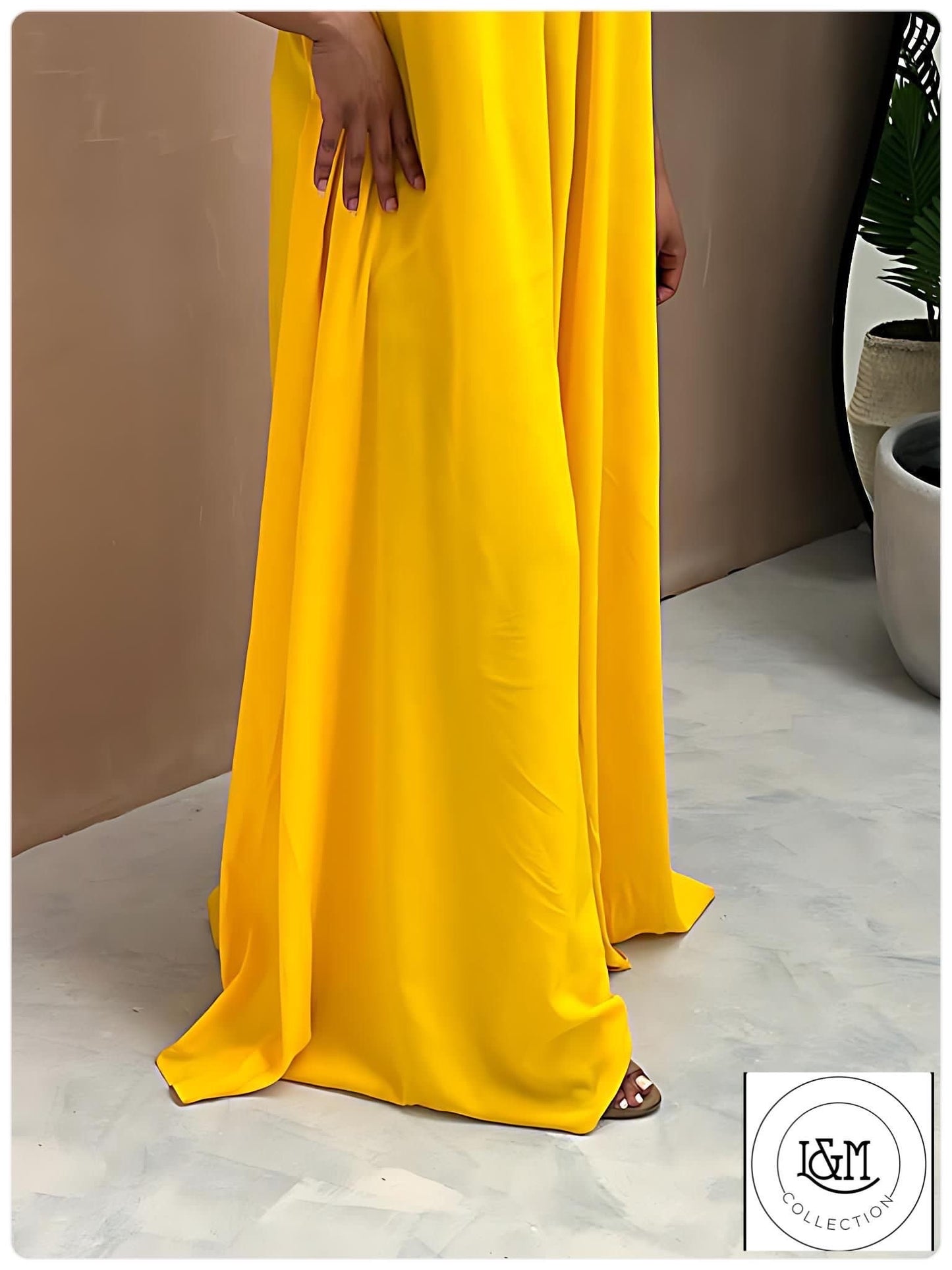 Stacey High-Neck Satin Jumpsuit in Yellow