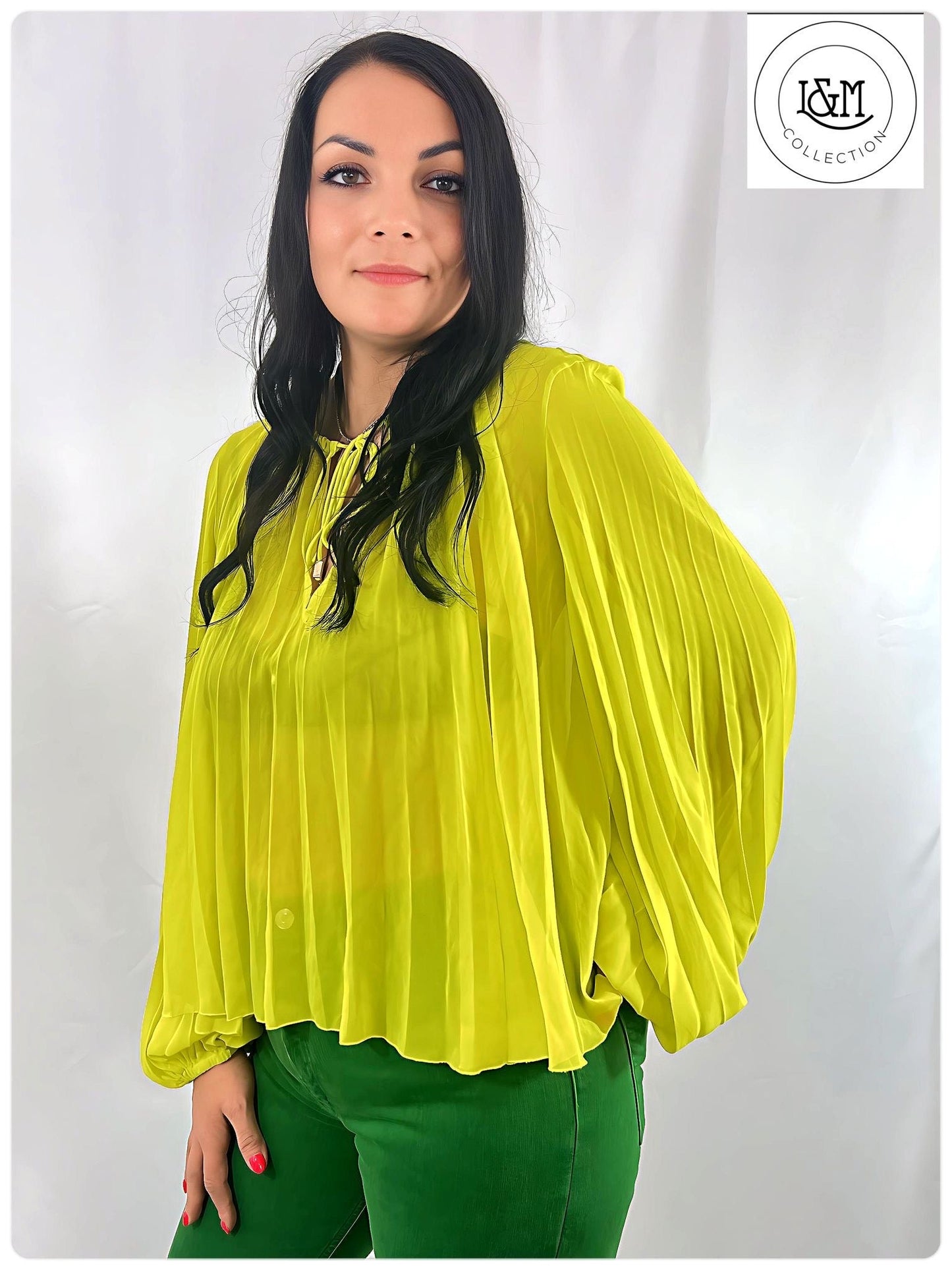 Lemon green chiffon blouse