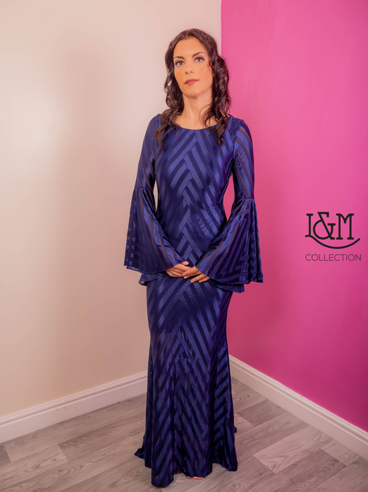 Tiana Maxi Dress with Drama Sleeves in Navy